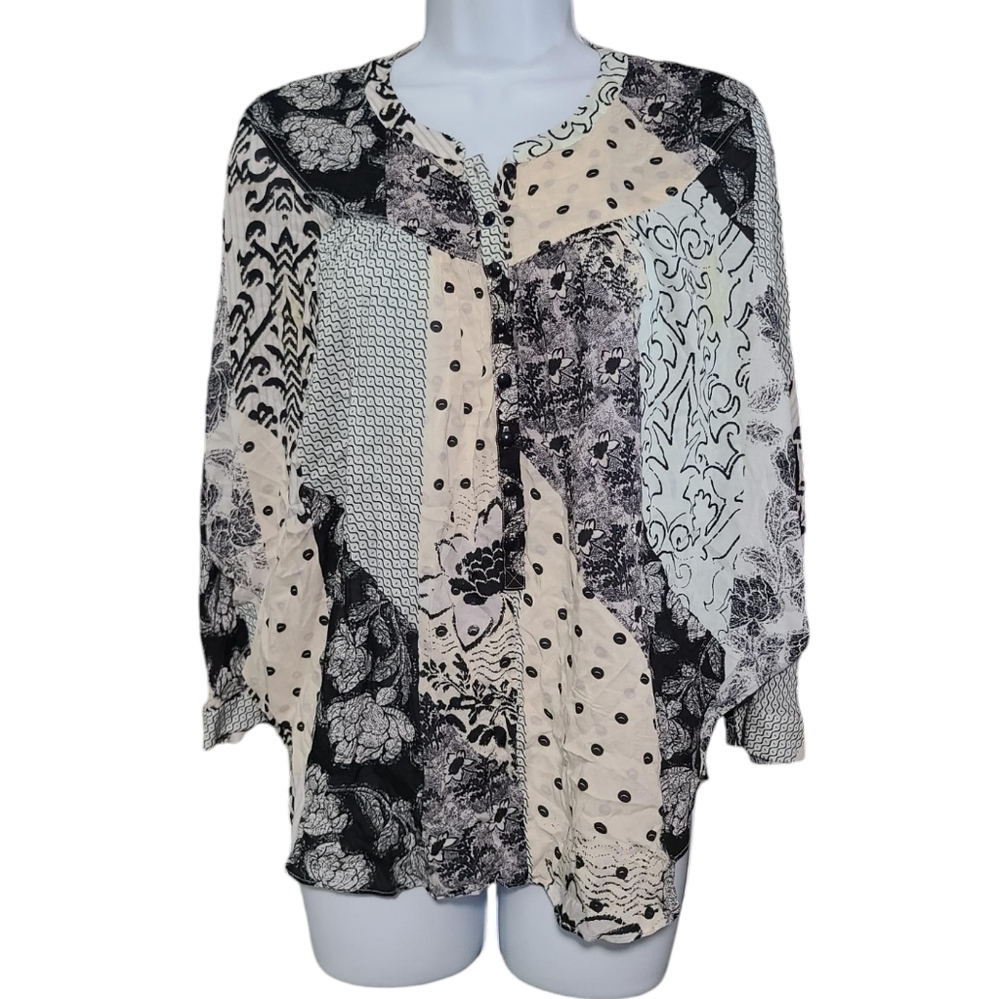 MAEVE ANTHRO Linden dolman sleeve patchwork XS